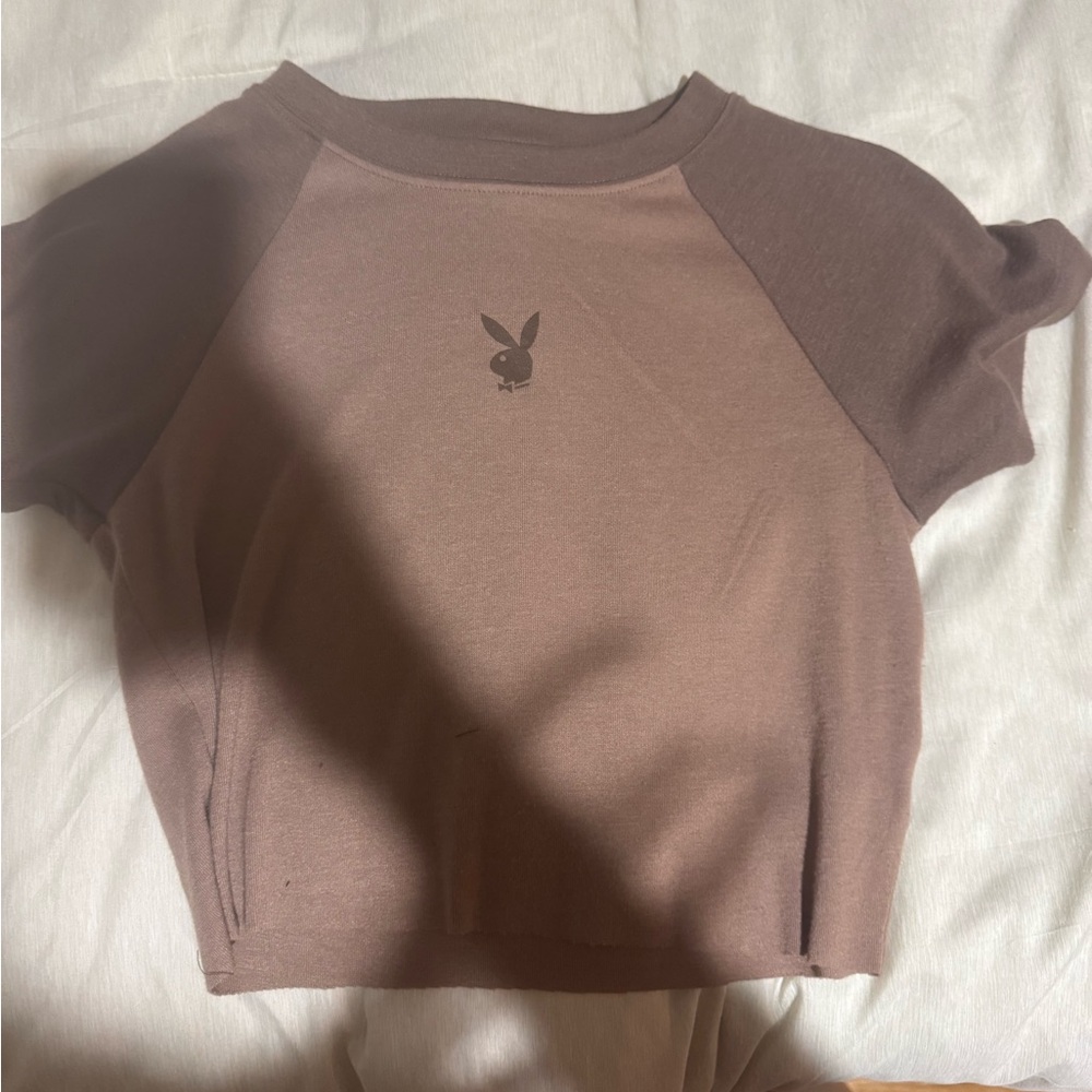 PLAYBOY Two-Tone Brown Crop Top